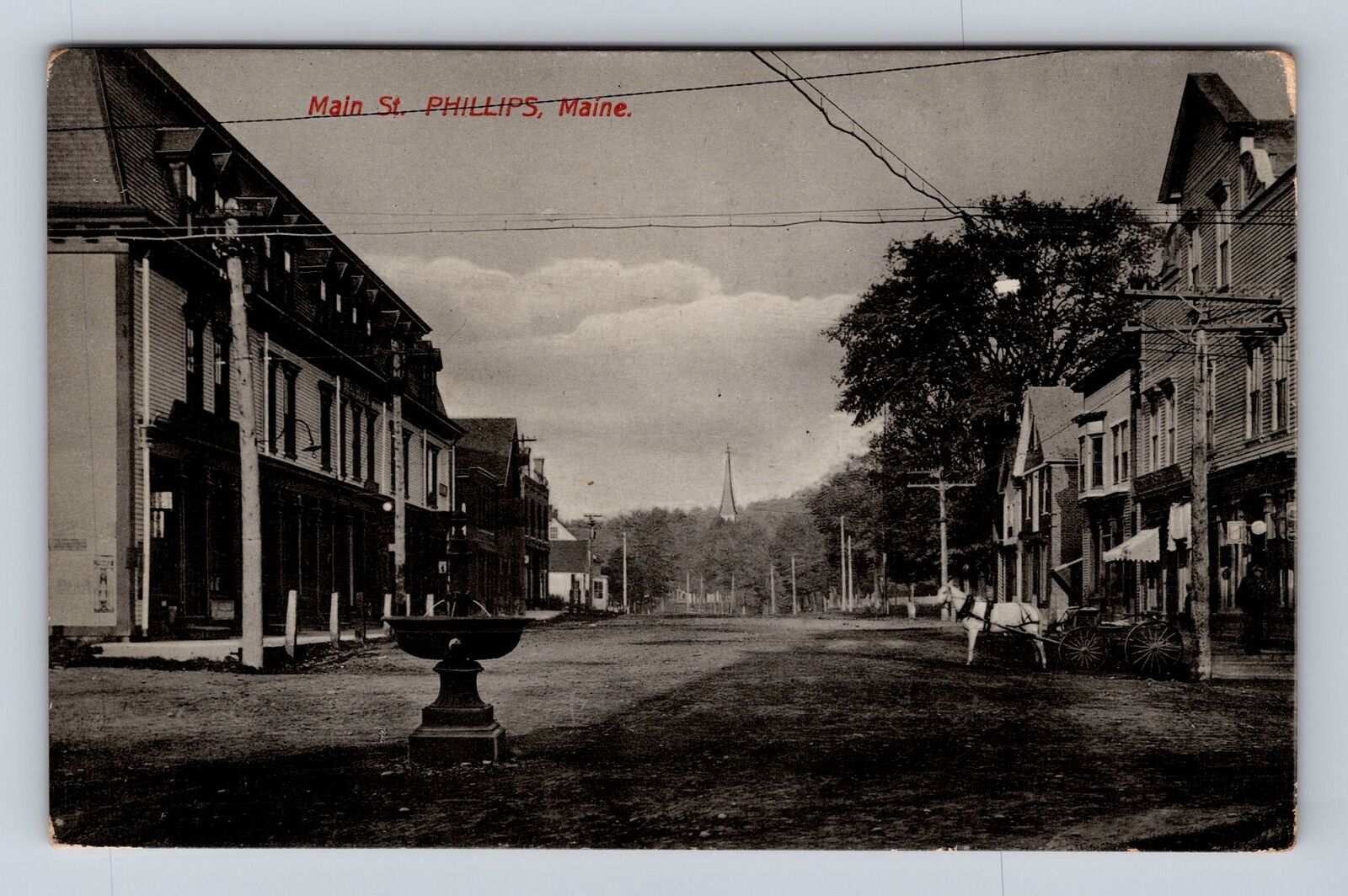 Phillips ME-Maine, Main Street, Advertisement, Antique, Vintage Postcard