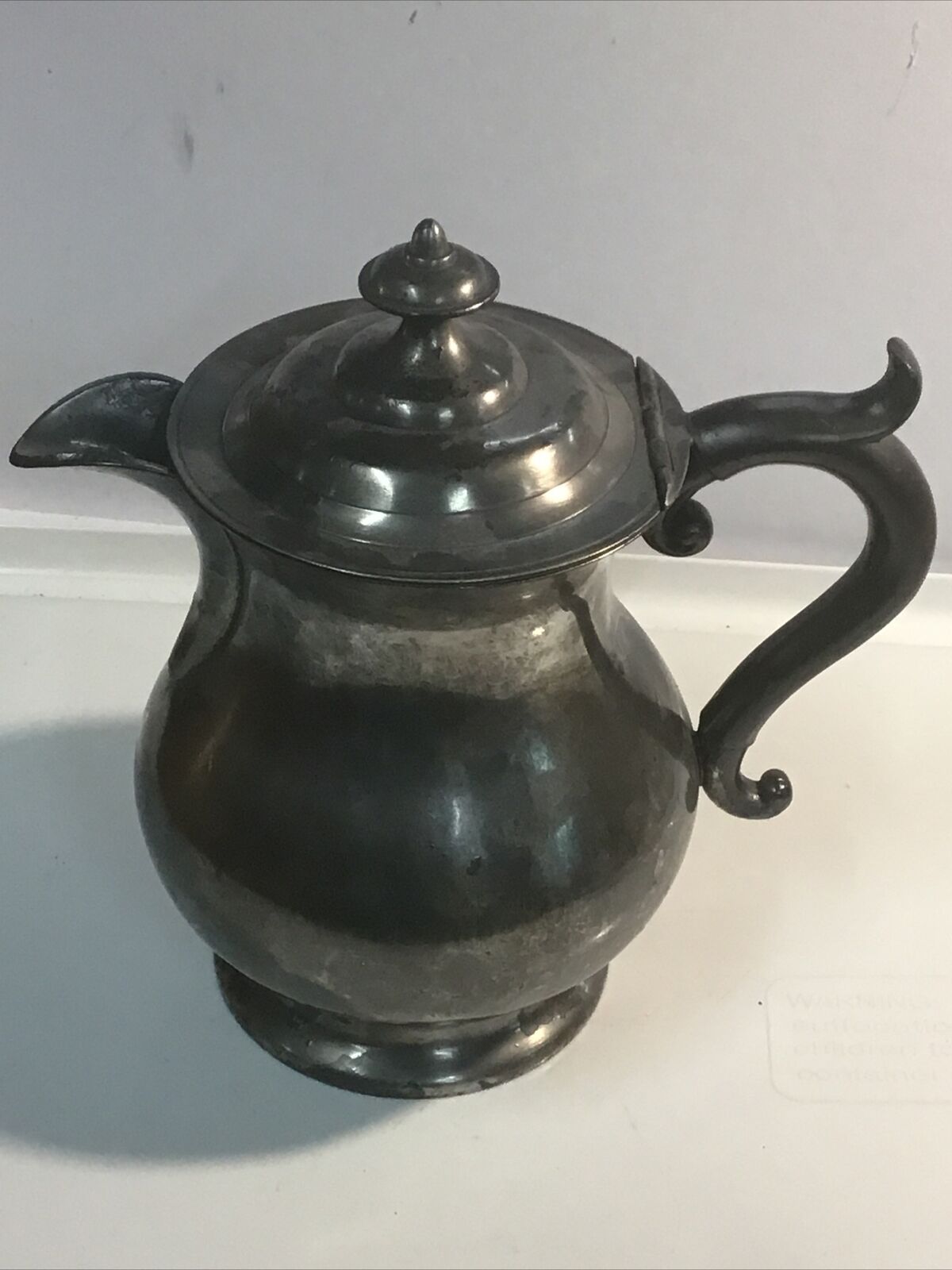 19thc Antique Pewter Tankard Flagon Tea/Coffee Pitcher from N.H. RR?