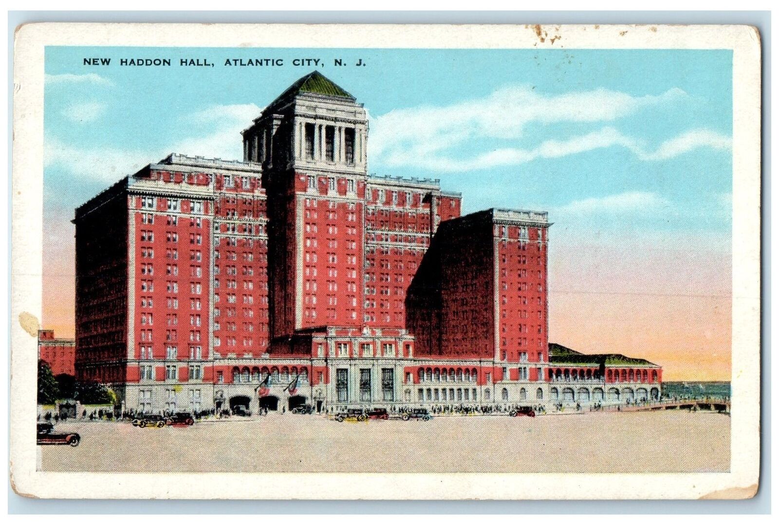 c1920's New Haddon Hall Building Classic Cars Atlantic City New Jersey Postcard