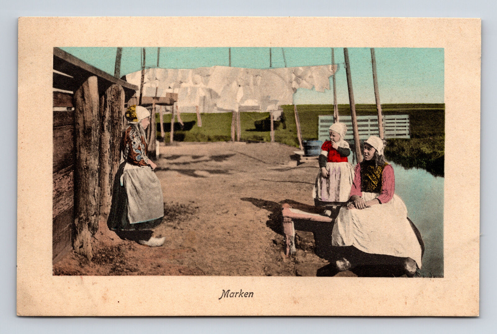 Traditional Dutch Village Children Women Marken Holland Netherlands Postcard