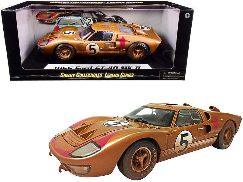 1966 Ford GT-40 MK II #5 Gold After Race (Dirty Version) 1/18 Diecast Model Car