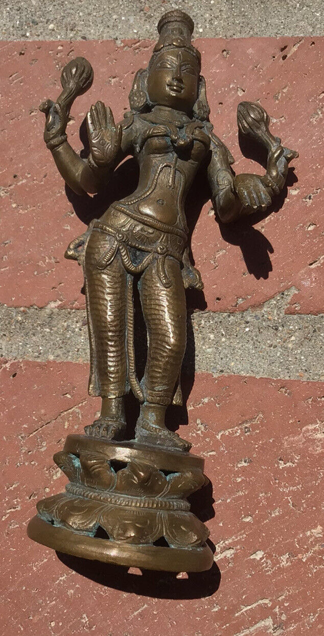 antique bronze statue 6 3/4” Lakshmi Hindu Goddess