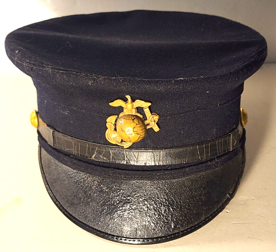 WWI USMC MARINE CORPS DRESS BLUE CAP & EARLY EGA