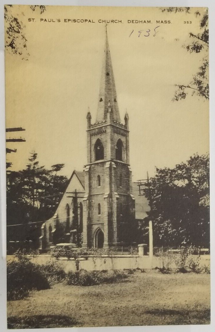 1938 St Paul\'s Episcopal Church in Dedham Massachusetts Postcard