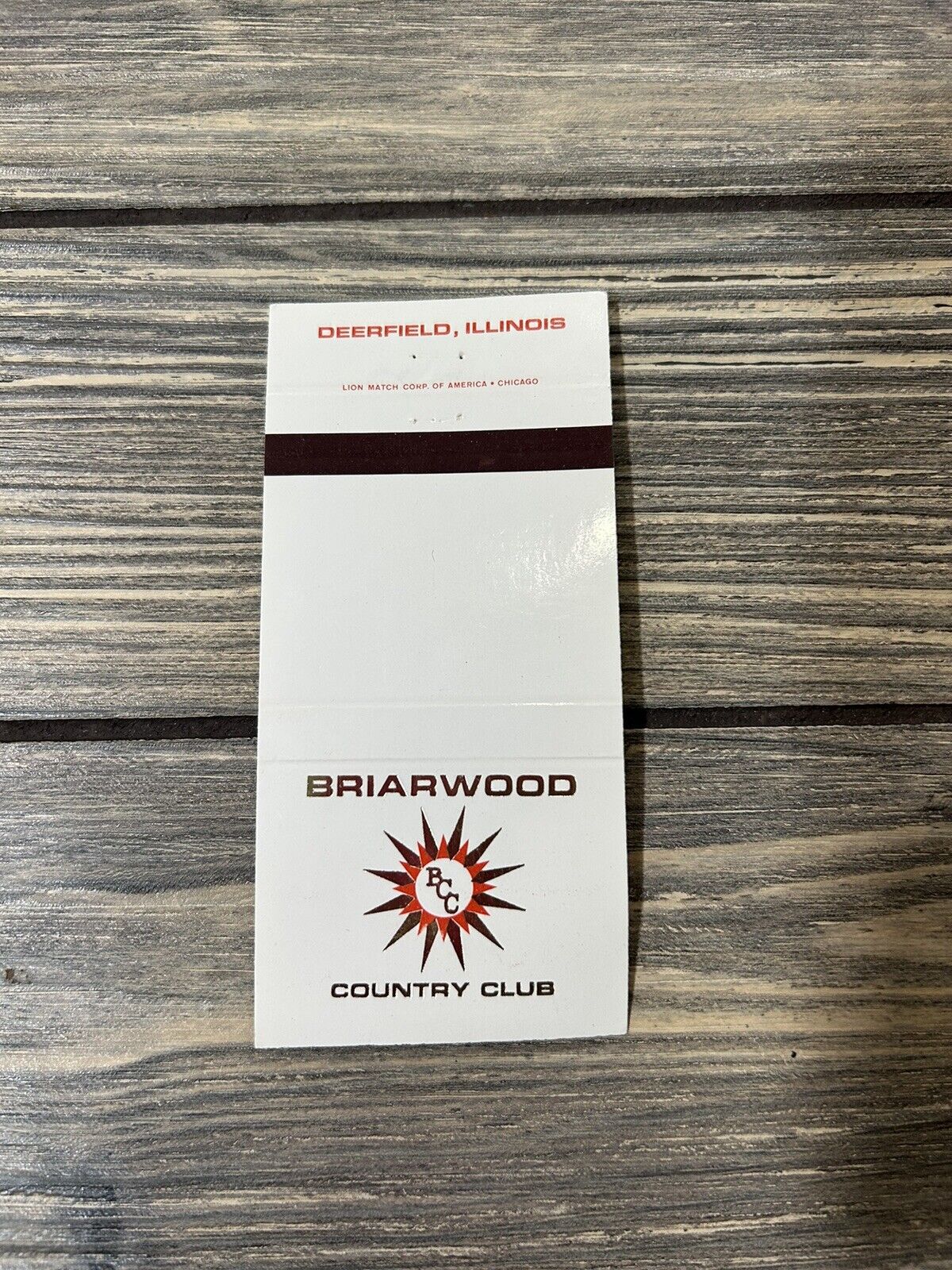 Vintage Briarwood Country Club Deerfield Illinois Matchbook Cover