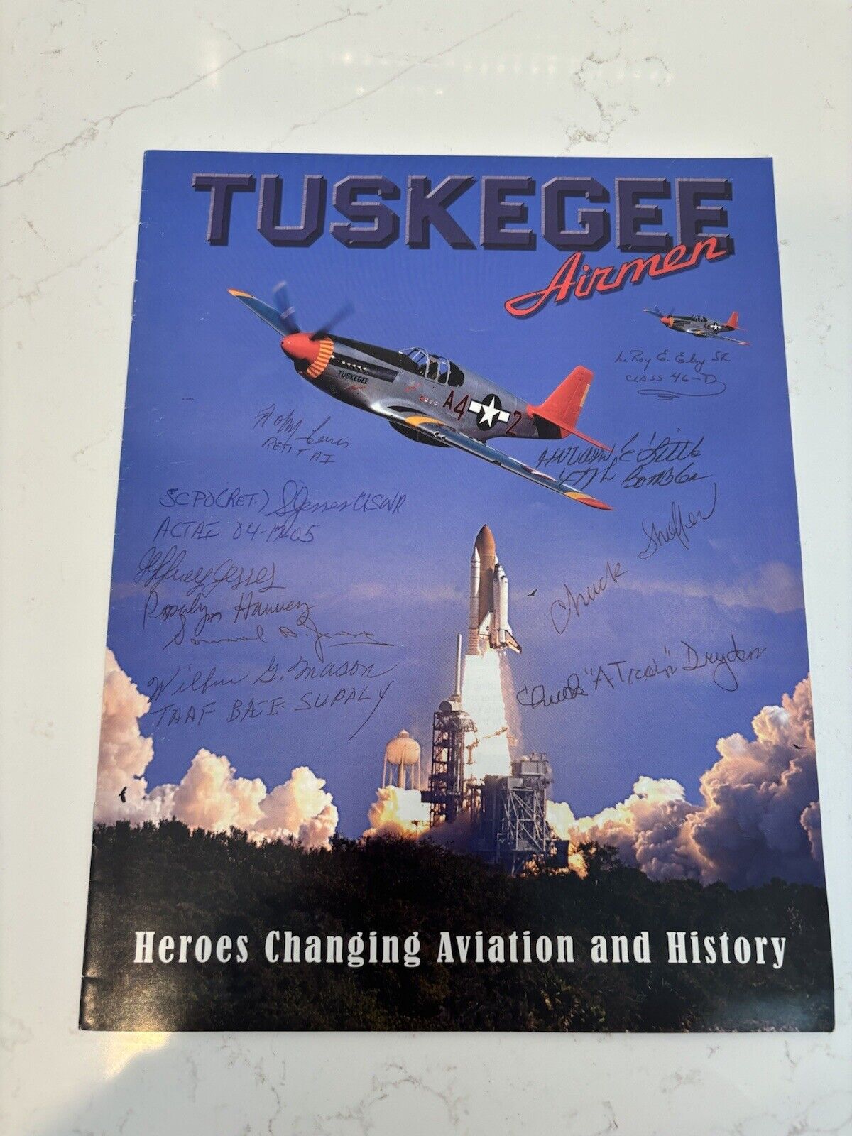 Signed Tuskegee Airmen magazine, Program, Chuck “A-Train” Dryden and More