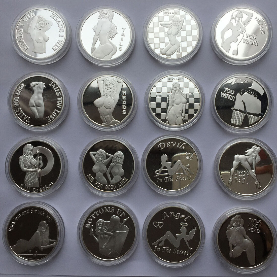 8x Heads I get Tail Tails I get Head Silver Challenge Coins Lucky Gifts