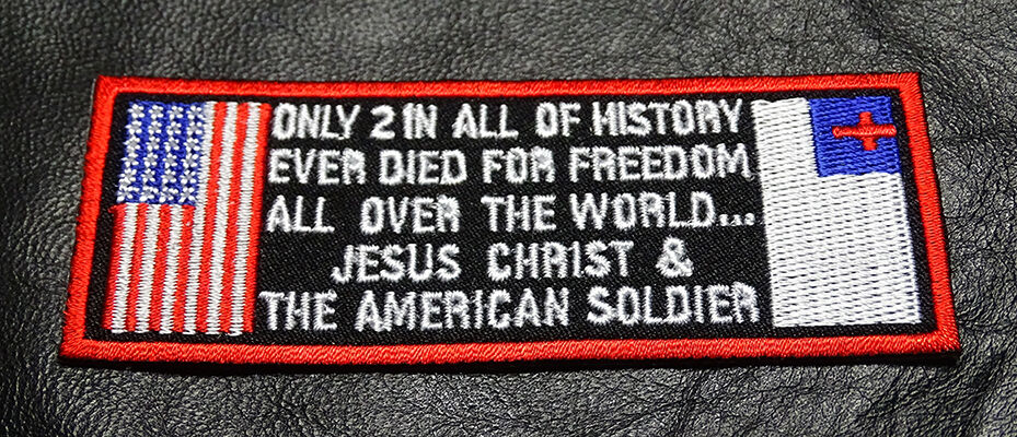 USA CHRISTIAN FLAG  US Soldier Christian Jesus Bible Verse POW HOOK  PATCH 