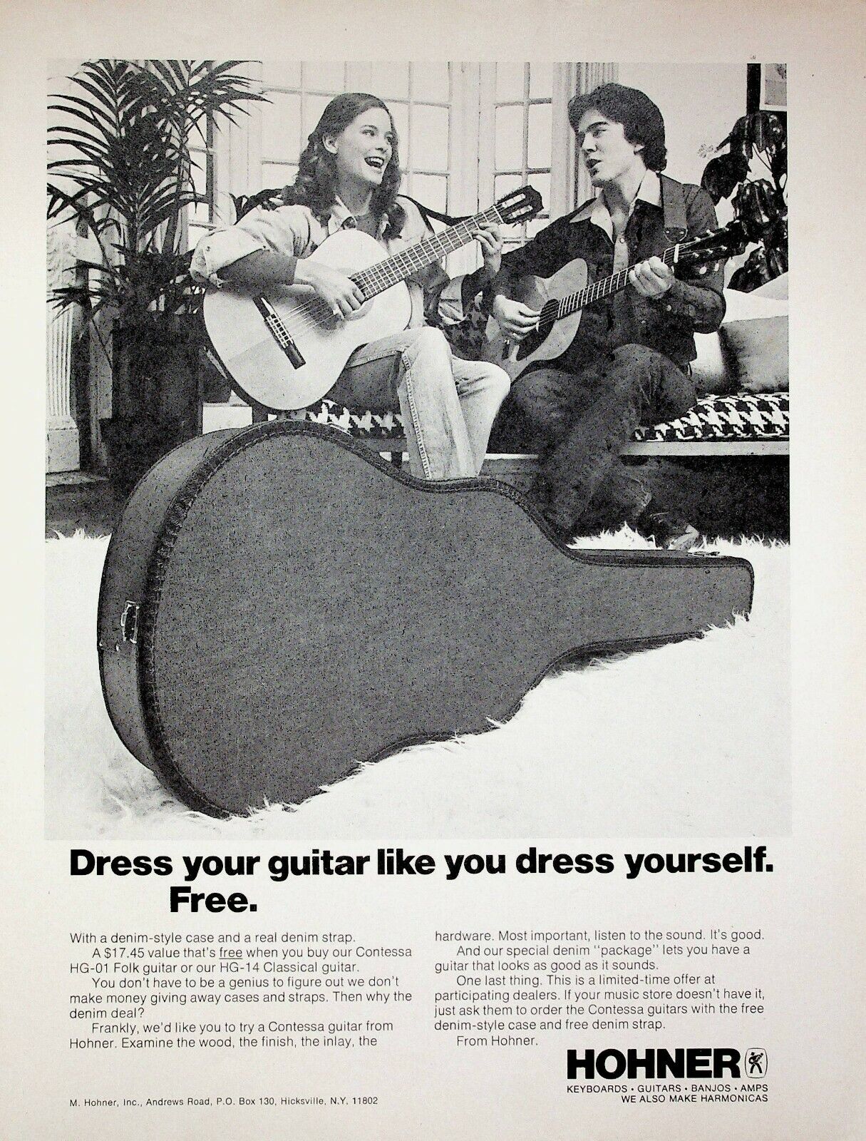 1974 Hohner Contessa HG-01 Folk HG-14 Classical Guitars - Vintage Ad