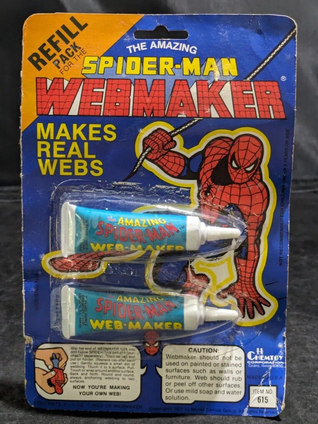 Vintage Amazing Spider-Man Webmaker Refill Pack RARE Marvel Avenger NEW MOC 1977