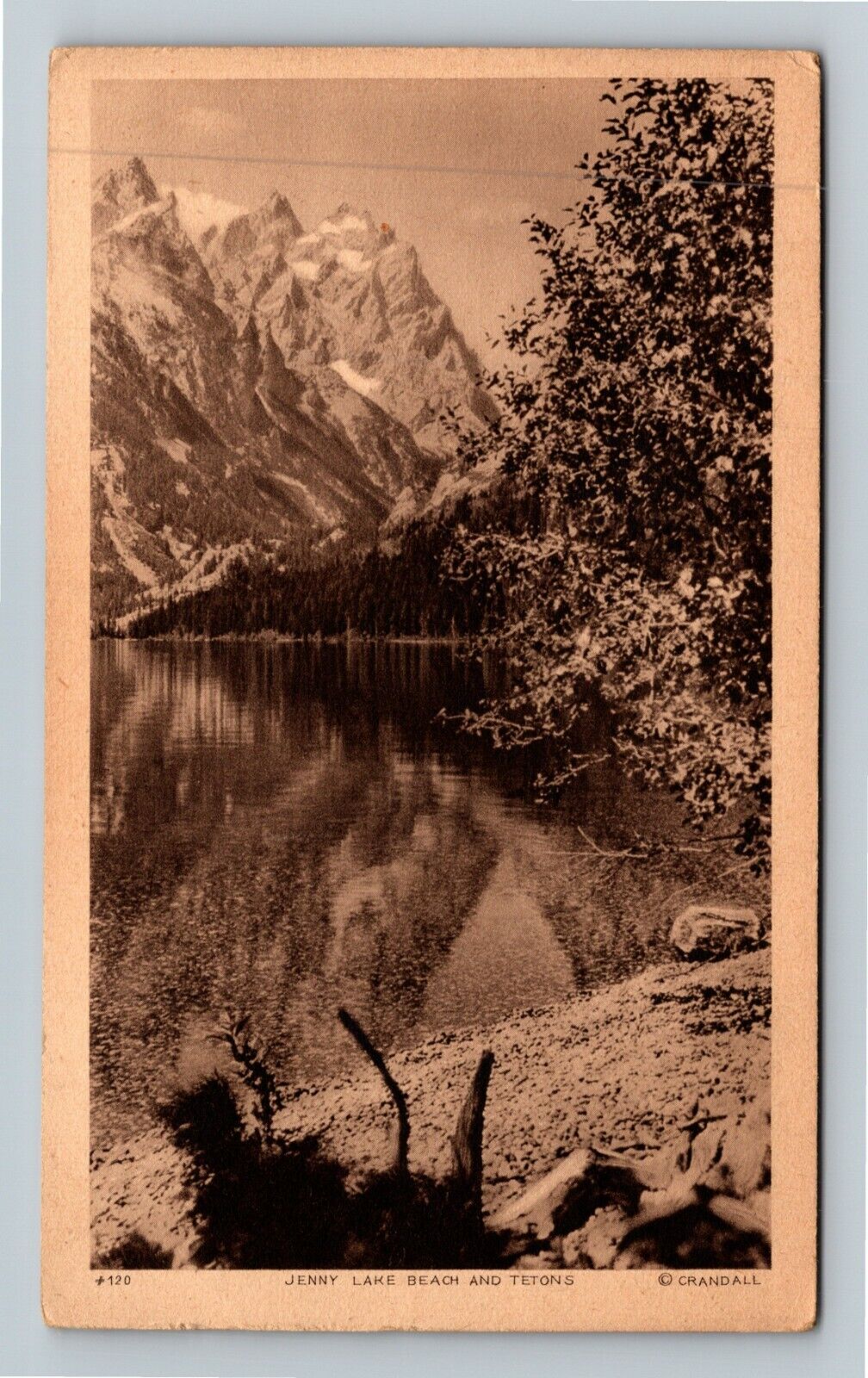 Jenny Lake WY-Wyoming, Beach, Scenic Teton Mountains, c1929 Vintage Postcard