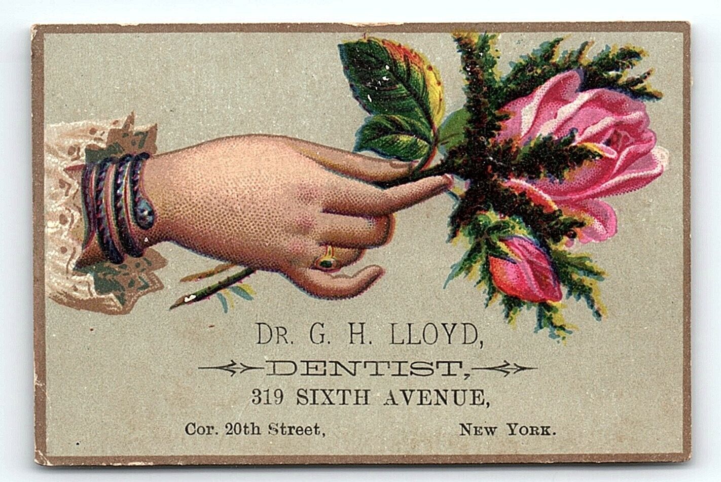 c1880 DR. G.H. LLOYD DENTIST 319 SIXTH AVE NEW YORK VICTORIAN TRADE CARD Z1447