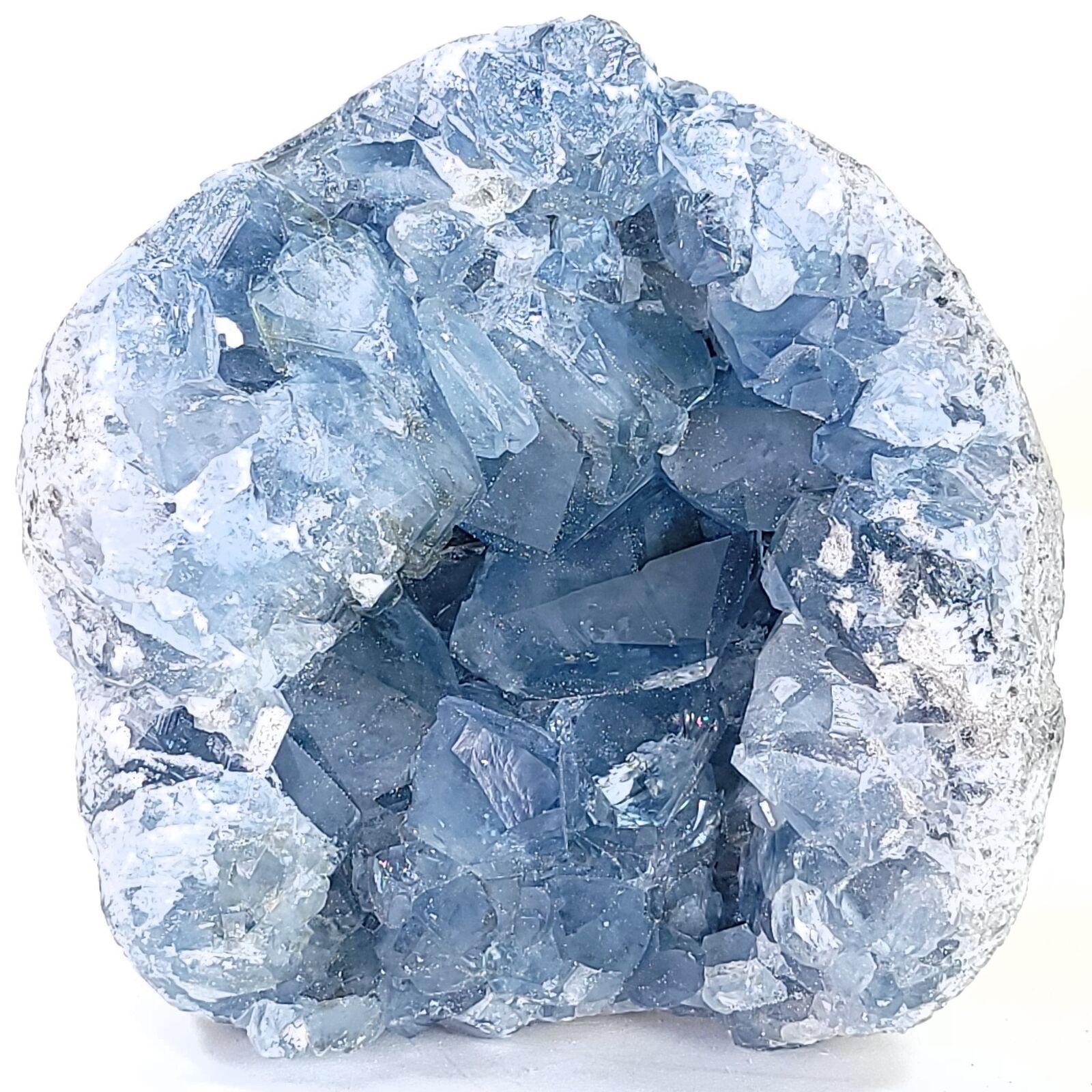 Celestite Crystal Cluster Geode Large 6.4 Lbs Gemmy Heavenly Blue Celestine Gem