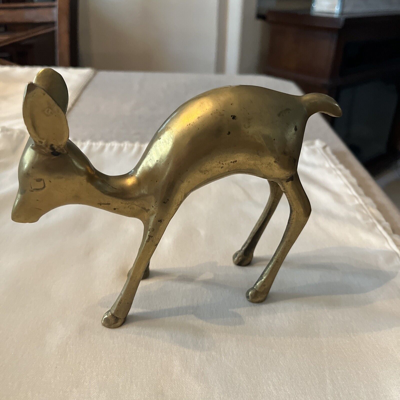 Brass Baby Deer MCM Bambi Fawn Holiday Decor Vintage