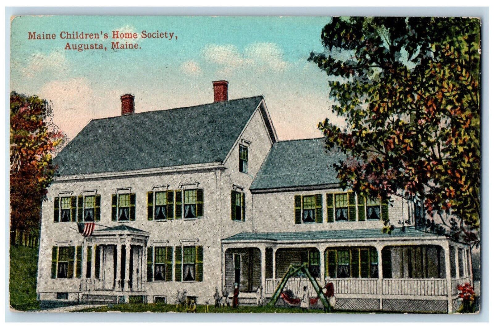 1918 Playground, Maine Children's Home Society Augusta Maine ME Postcard
