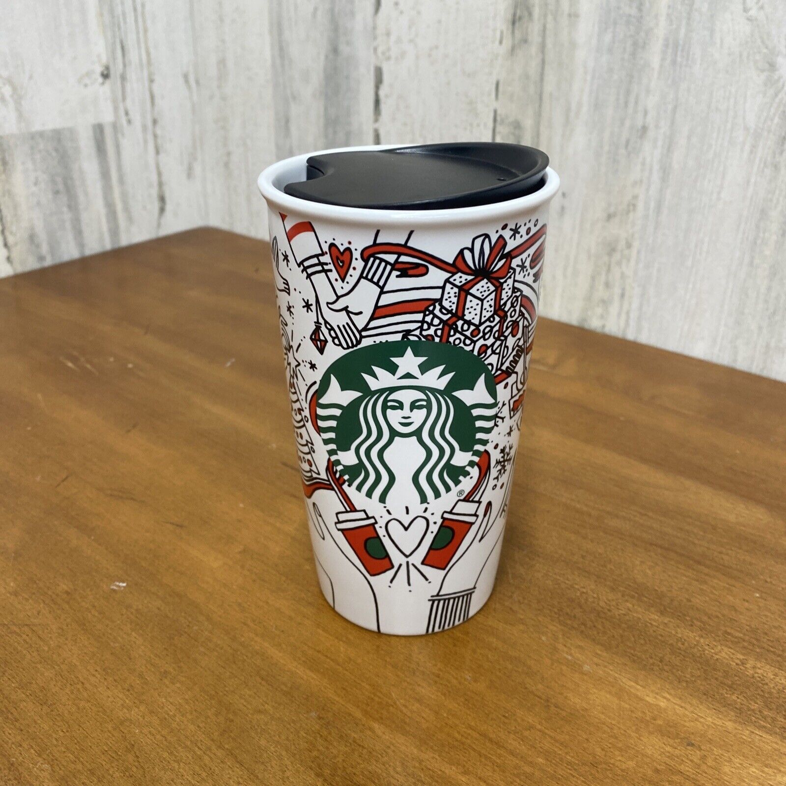 2017 Starbucks Special Holiday (Christmas) Traveler Ceramic Tumbler & Lid