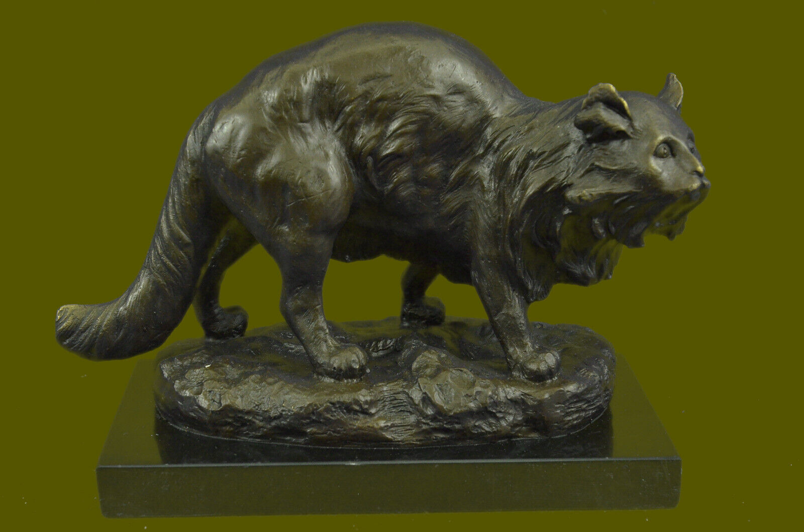 Signed Museum Quality Cat Bookend Book End Genuine Bronze Sculpture Figurine Art