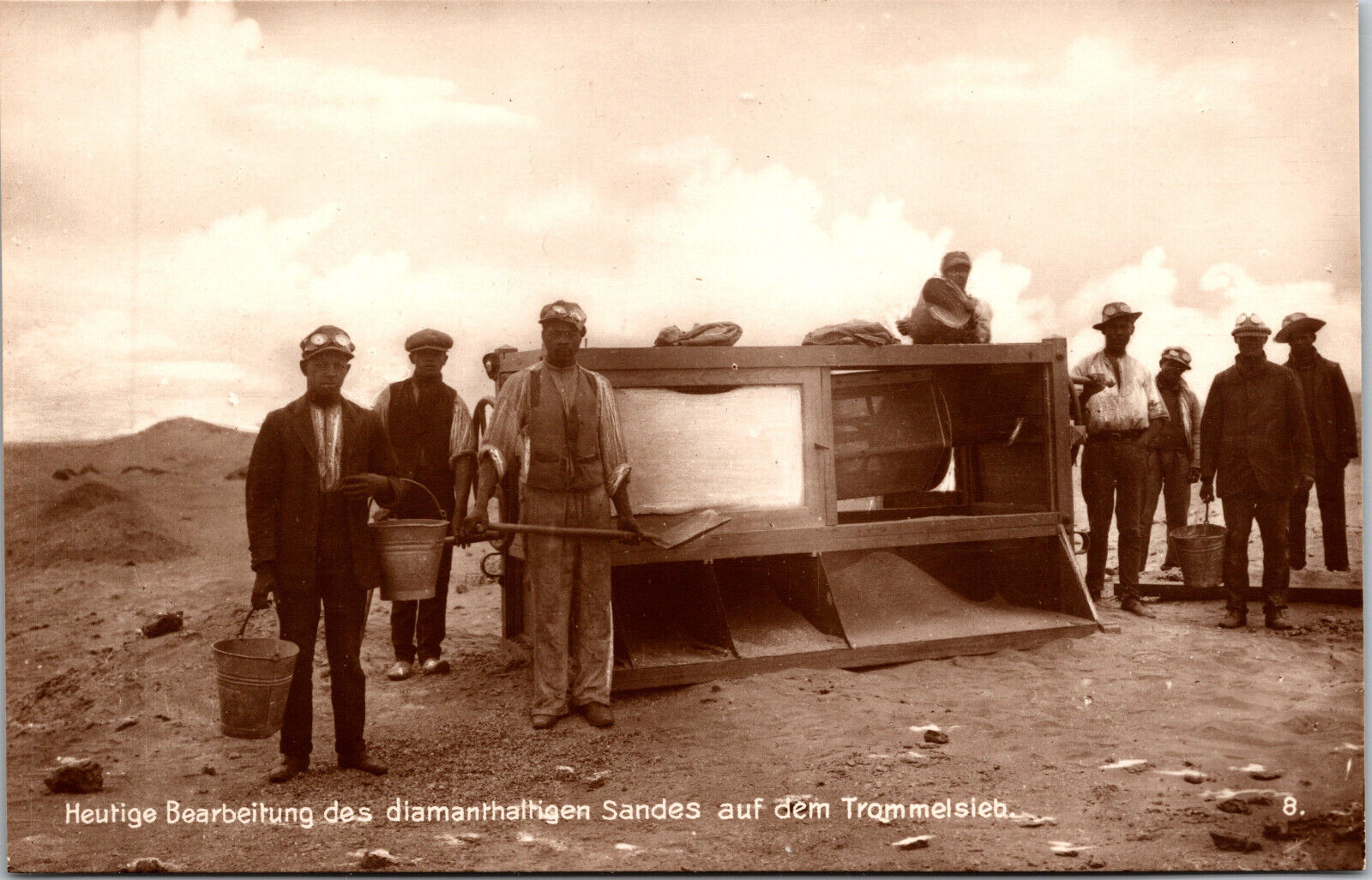 1910's Diamond Drum Sieve Natives SW Africa Trinks-Bildkarte Postcard RPPC
