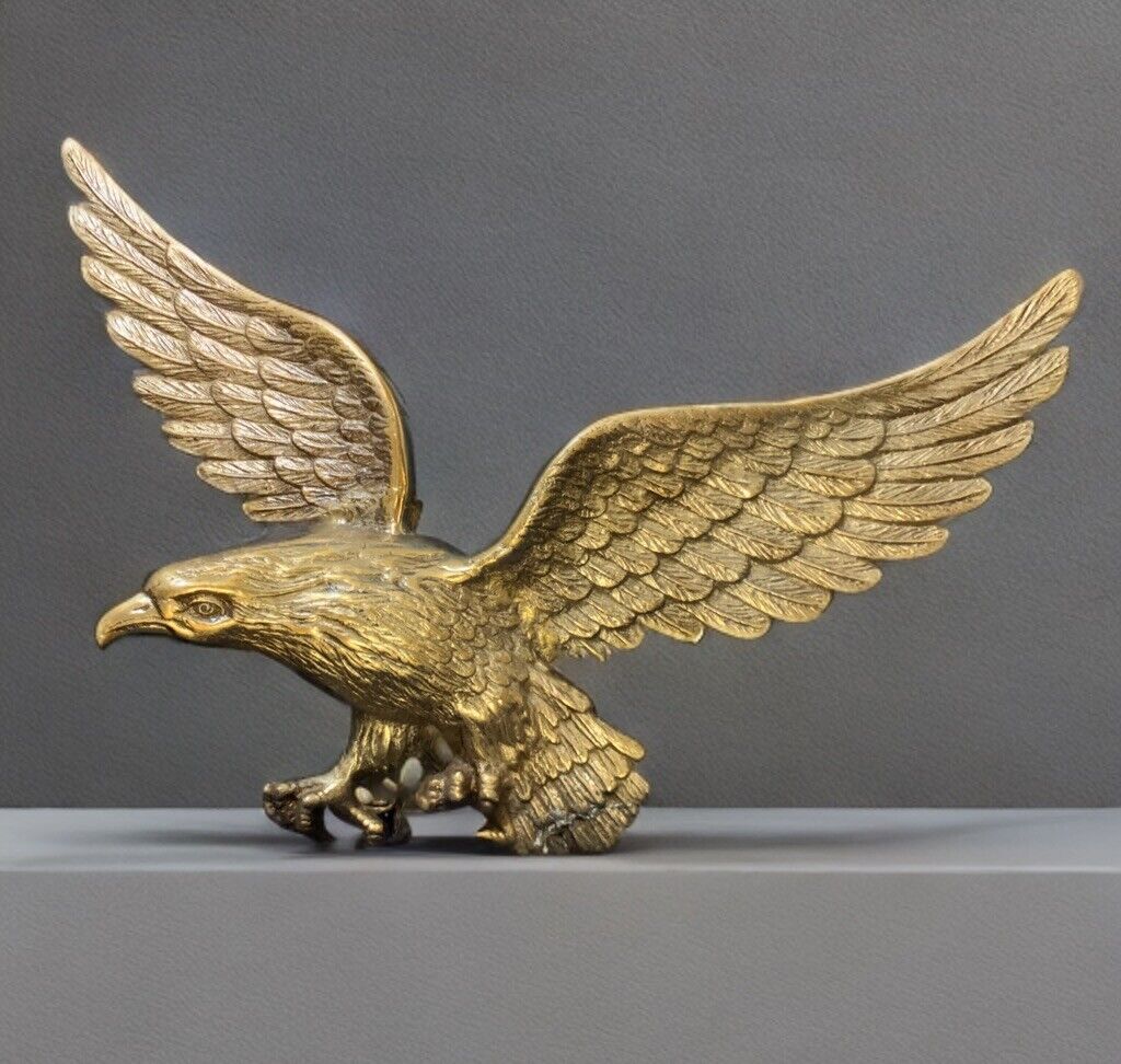 HUGE 20” Solid Brass USA Bald Eagle Wall Hung Deco Statue Sculpture Figurine