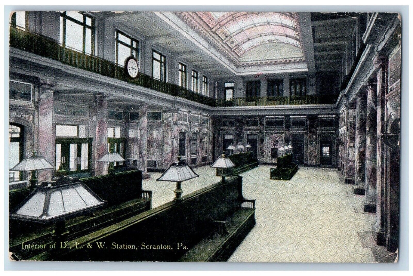 Scranton Pennsylvania Postcard Interior DLW Station Lounge c1916 Vintage Antique