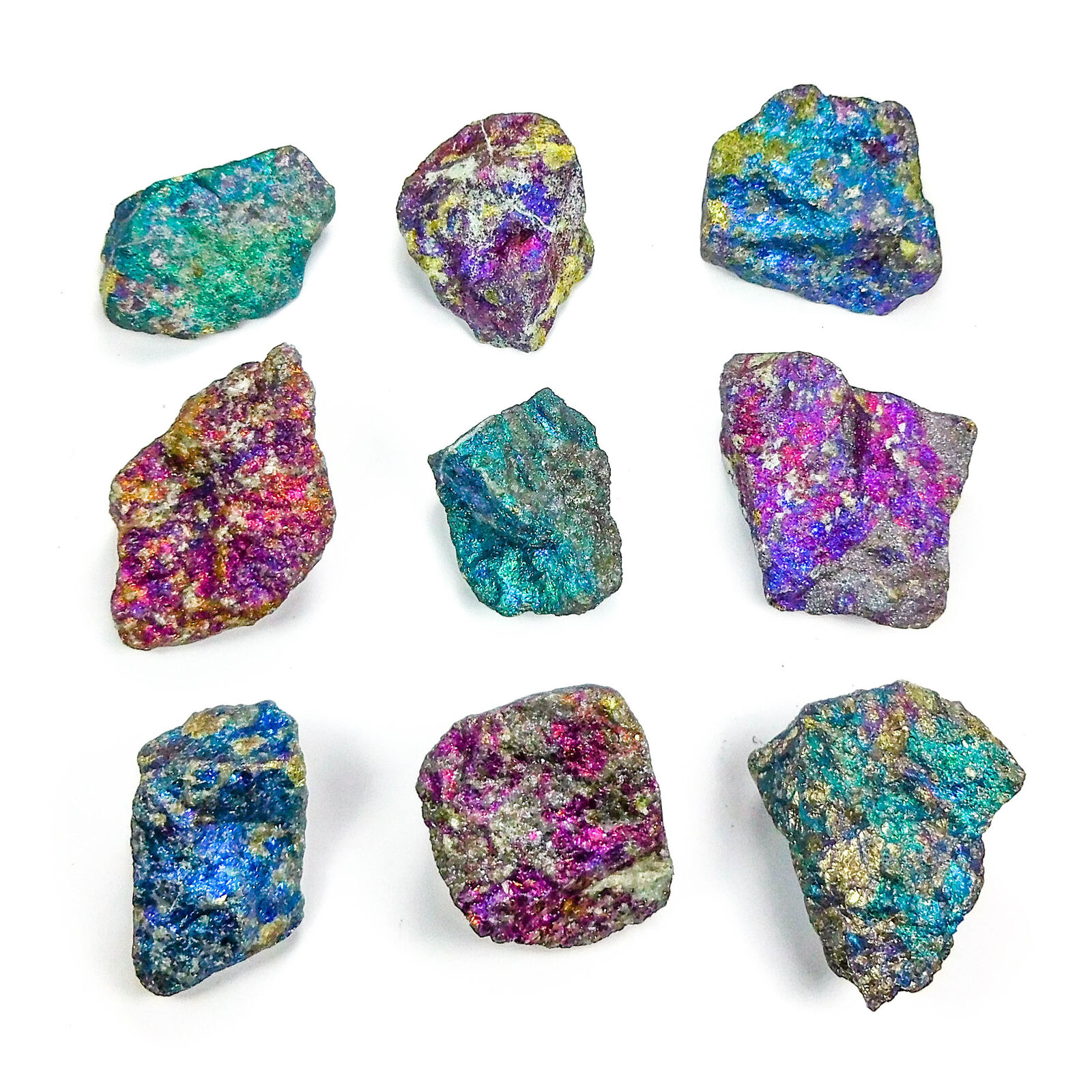 Rough Chalcopyrite Crystal (3 Pcs) Blue Purple Raw Peacock Ore Natural Stone