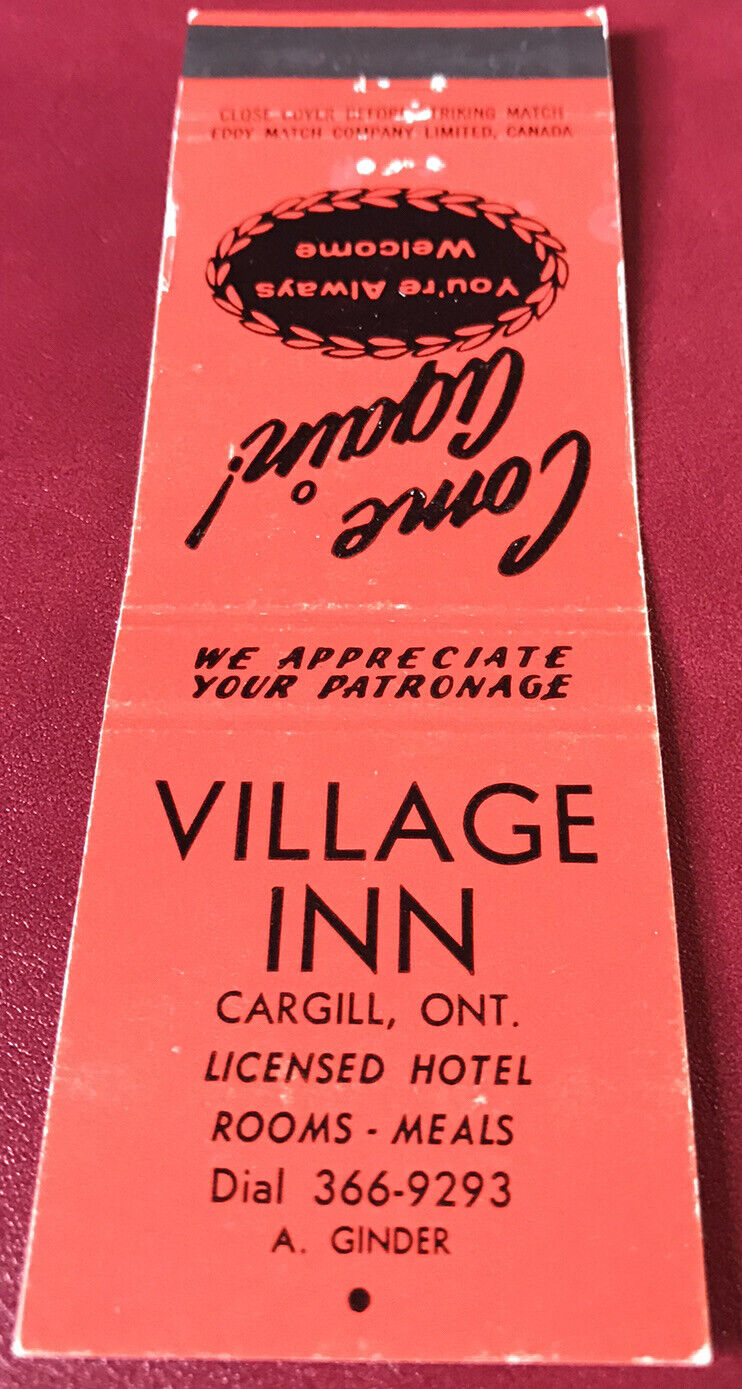 Matchbook Cover Village Inn Cargill Ontario