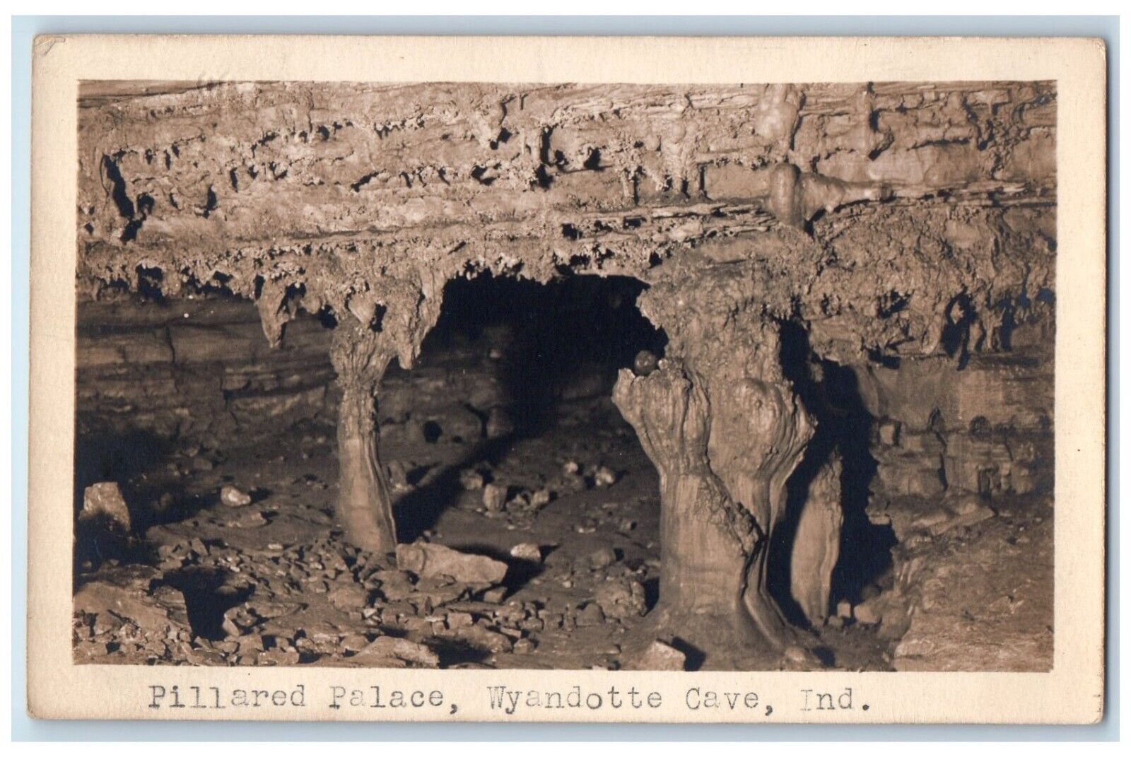 c1915 Pillared Palace View Wyandotte Cave Leavenworth IN RPPC Photo Postcard