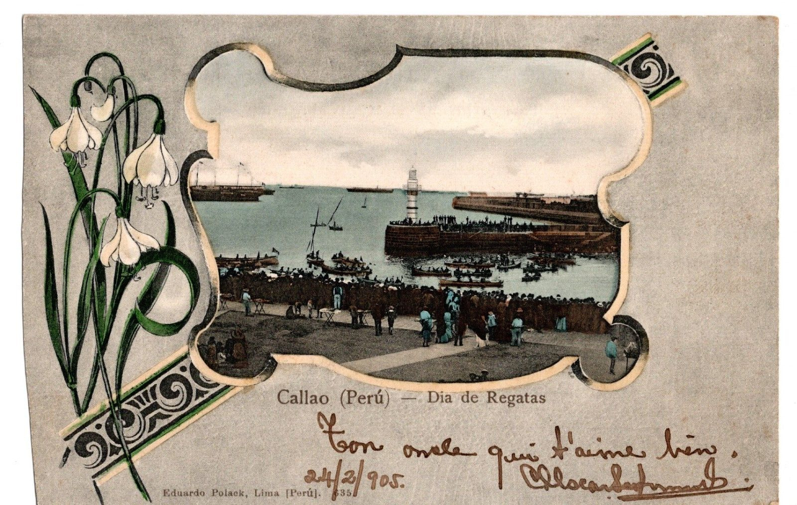 Postcard Peru, regatta day, unused