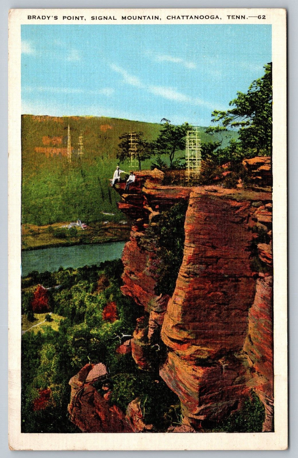 Postcard TN Chattanooga Bradys Point Signal Mountain 1937 Linen Vintage PC