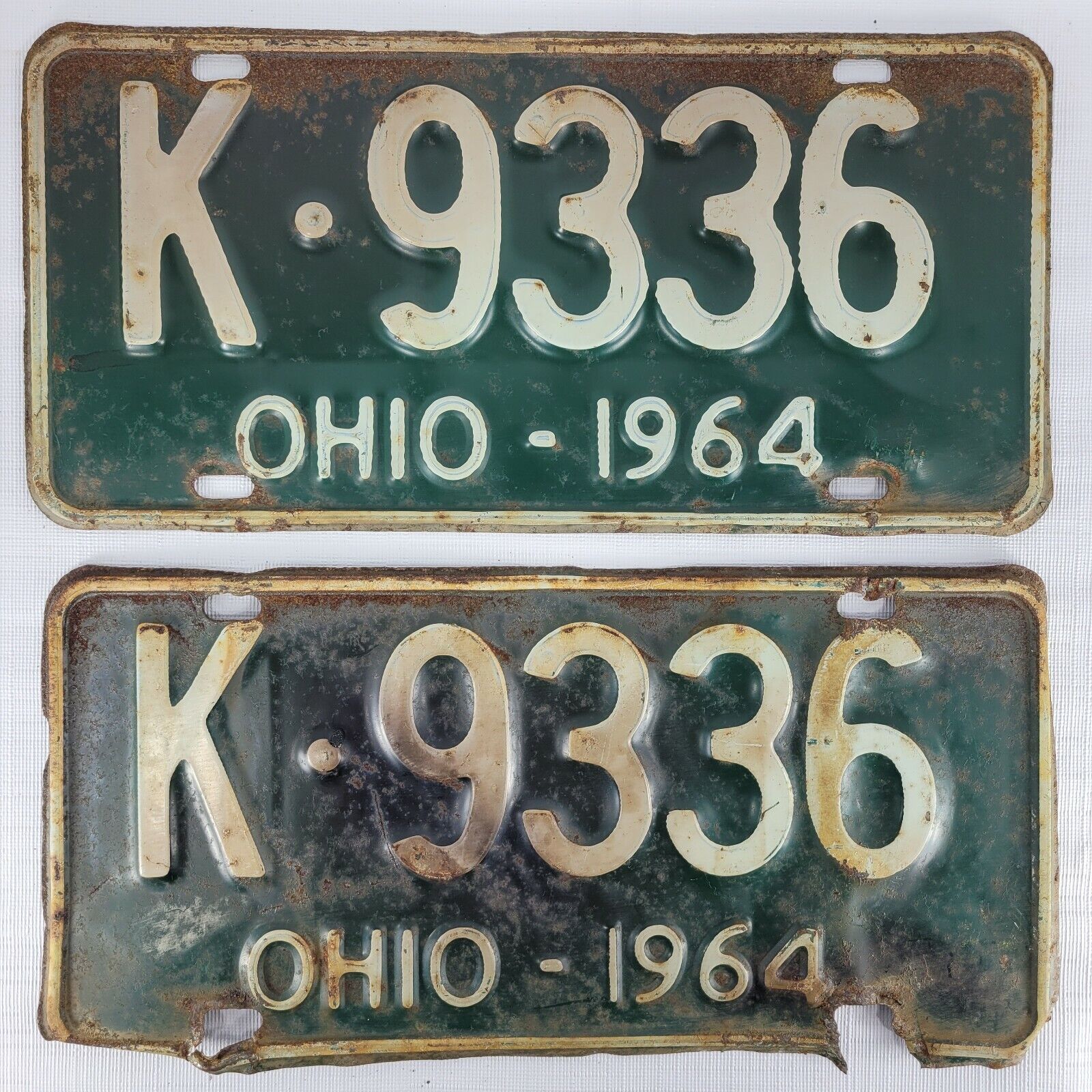 1964 Ohio License Plates # K 9336 Matching Set