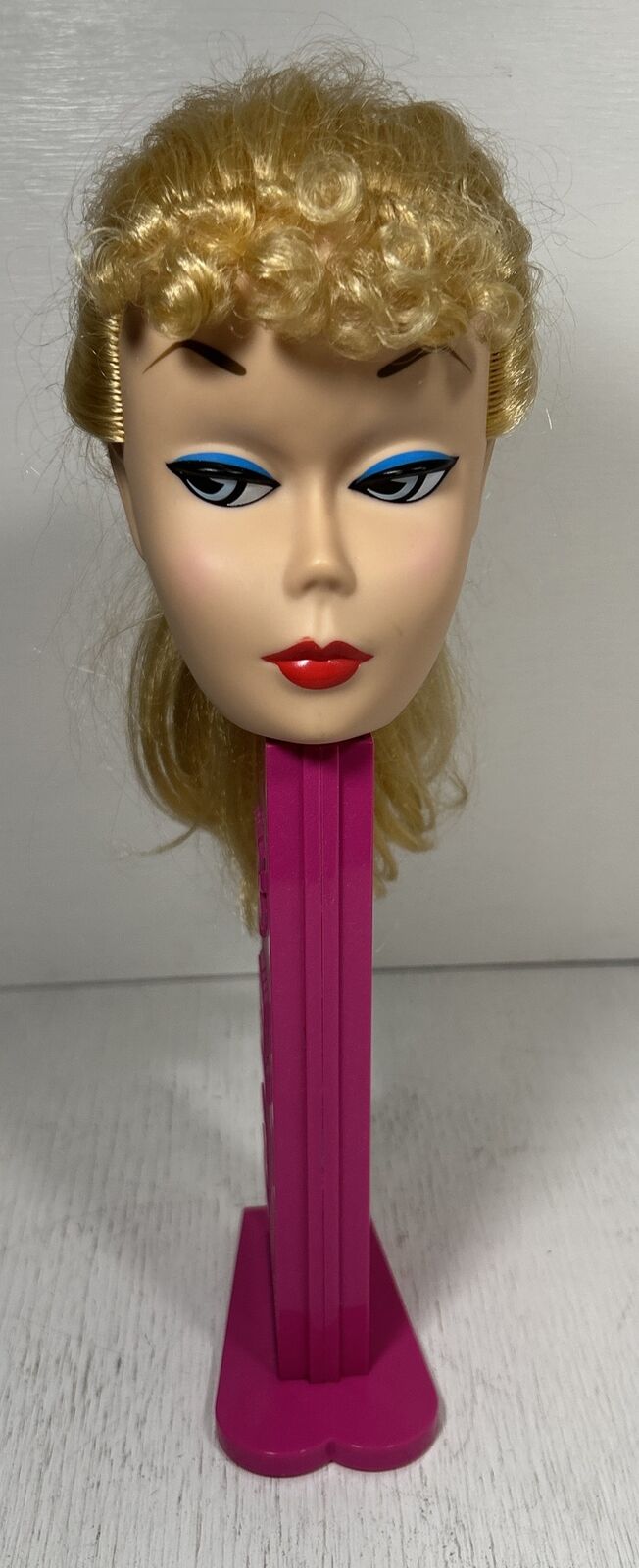 RARE Vintage Giant 13” Barbie PEZ Dispenser w/ Real Doll Hair Collectible