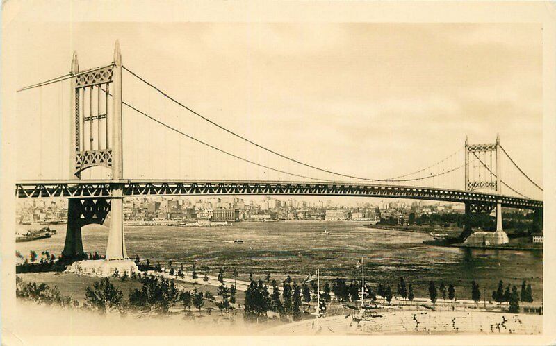 Empire State 1930s New York Triboro Bridge RPPC Photo Postcard 20-4360