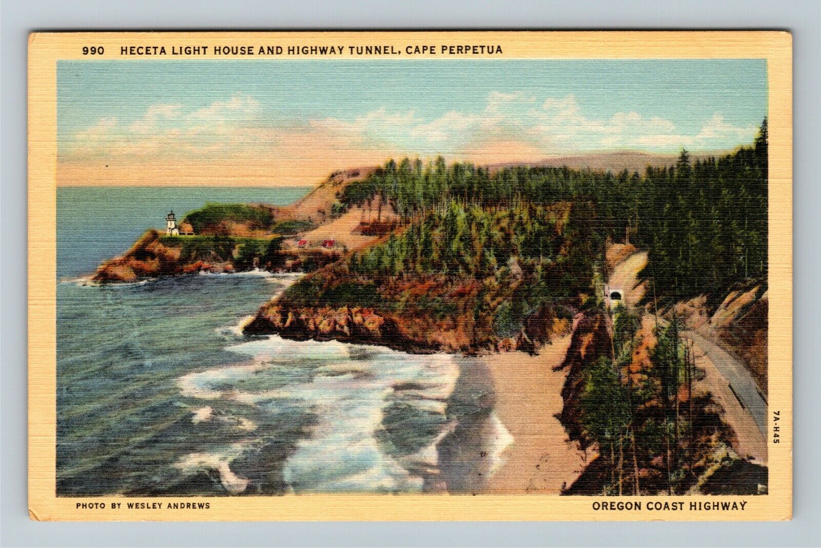 Cape Perpetua OR-Oregon, Heceta Lighthouse Vintage Souvenir Postcard
