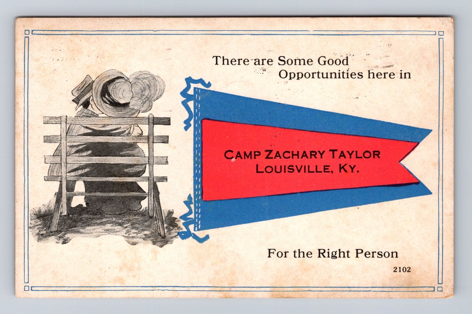 Louisville KY-Kentucky, Camp Zachary Taylor, Right Person Vintage Postcard