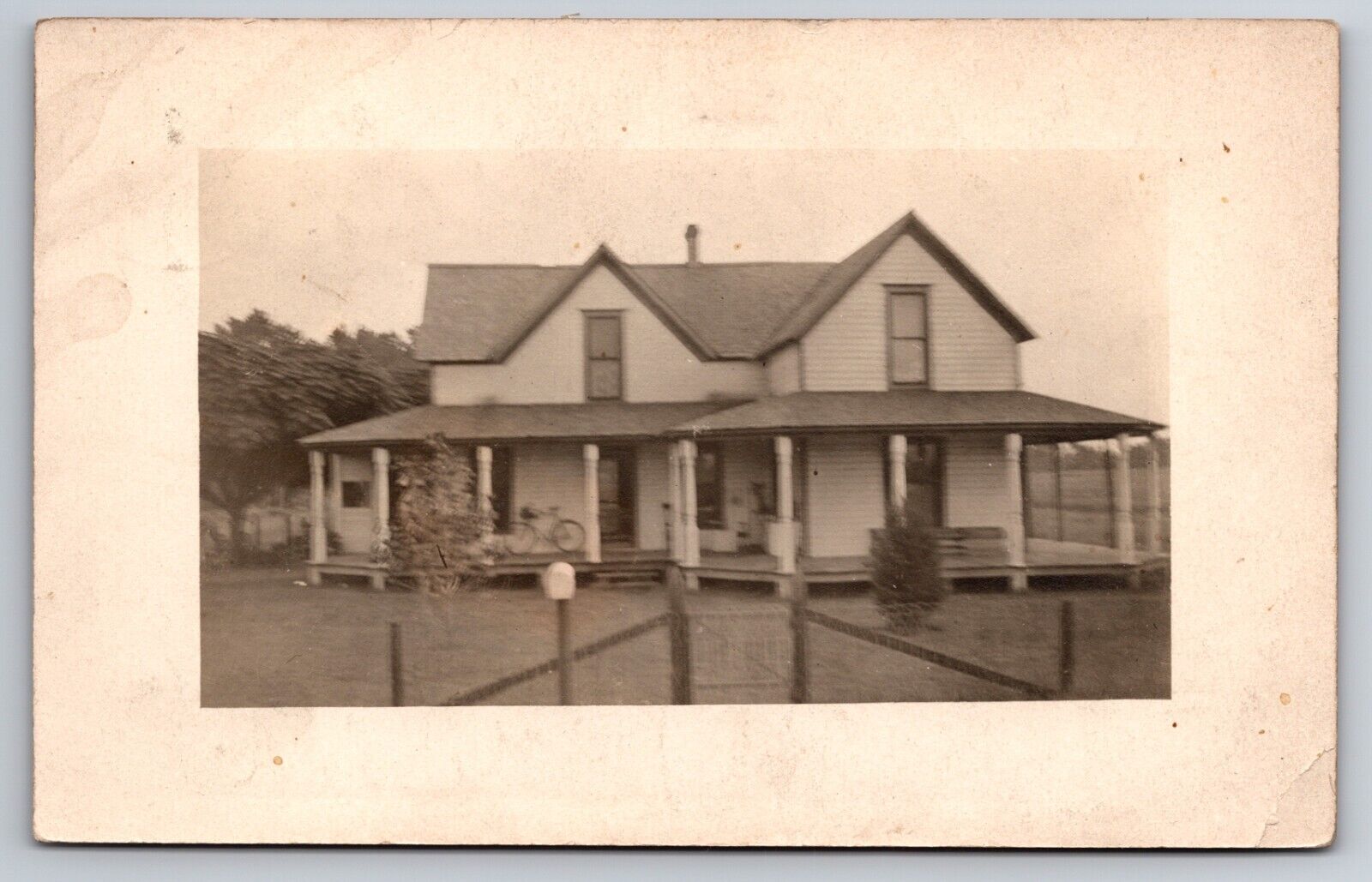House in Fitzgerald Georgia Bicycle on Porch c1910 Real Photo RPPC