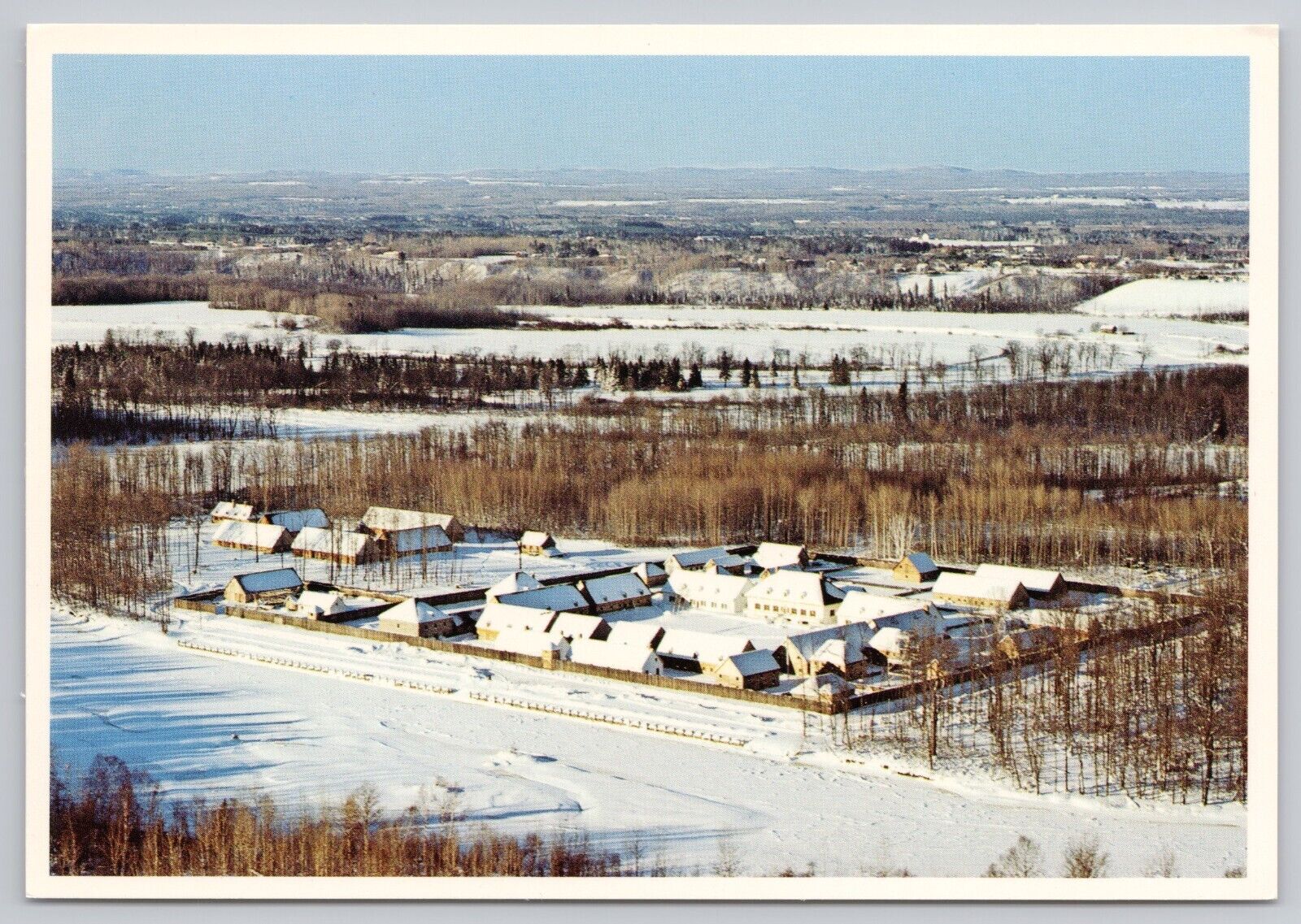 Thunder Bay Ontario Canada Old Fort William Winter Snow Aerial View VTG Postcard