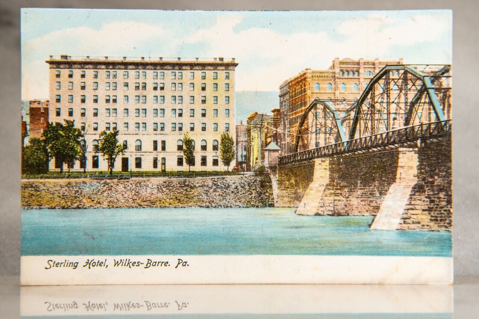1906 Market St Bridge Susquehanna River, Hotel Sterling Colored Postcard Unused
