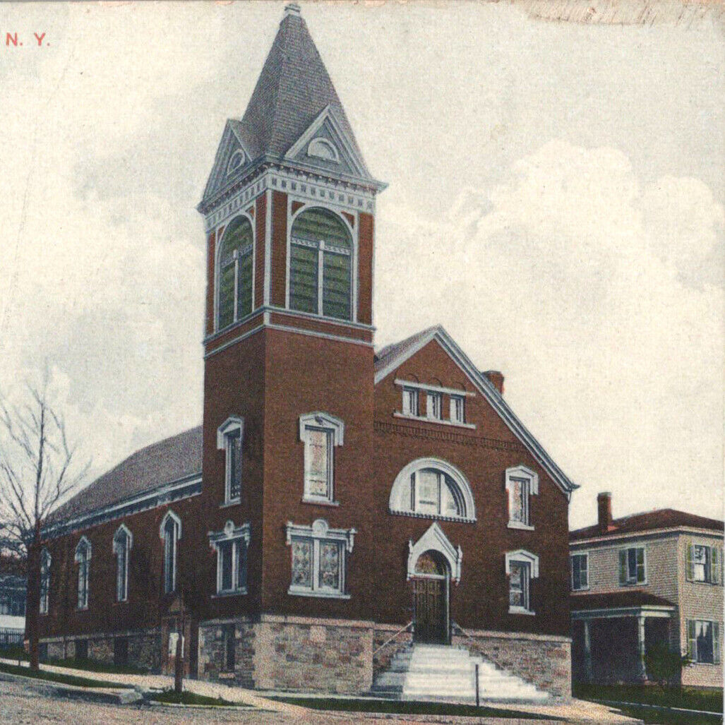 Vintage 1910s German Lutheran Church Oswego New York Postcard