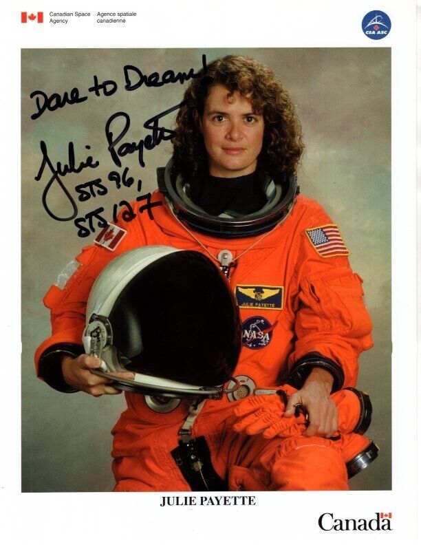 JULIE PAYETTE signed 8.5x11 CSA ASTRONAUT litho photo GREAT CONTENT