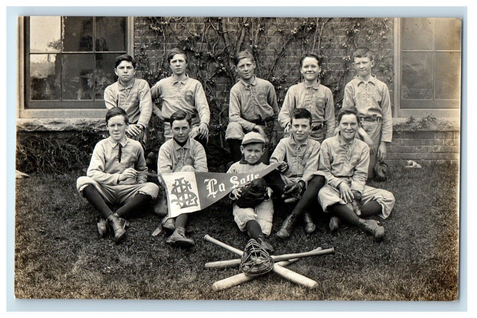 c1910\'s La Salle Little League Baseball Team Bat Gloves RPPC Photo Postcard