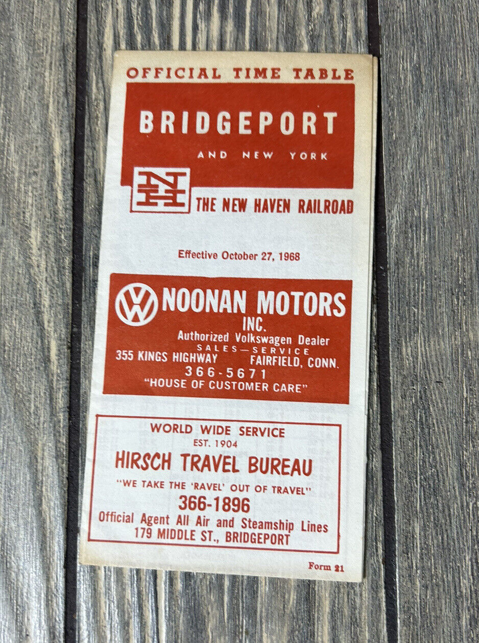 Vintage 1968 October 27 Bridgeport And New York Official Time Table New Haven 