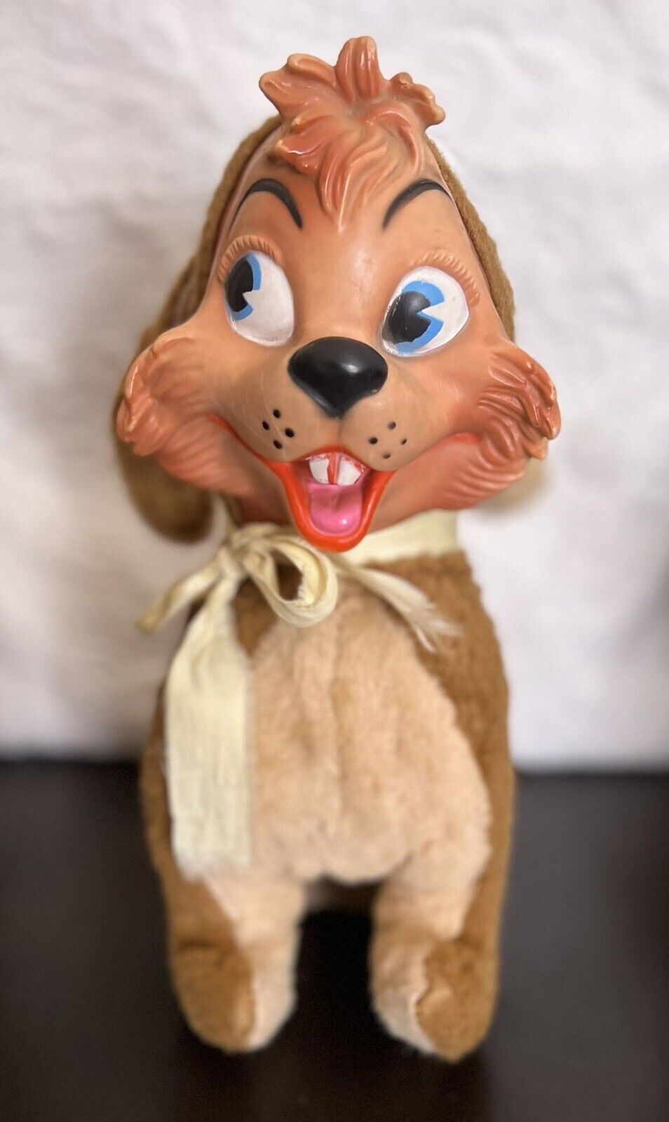 Rare Vintage Gloria Toy Rubber Face Dog Plush 1950s