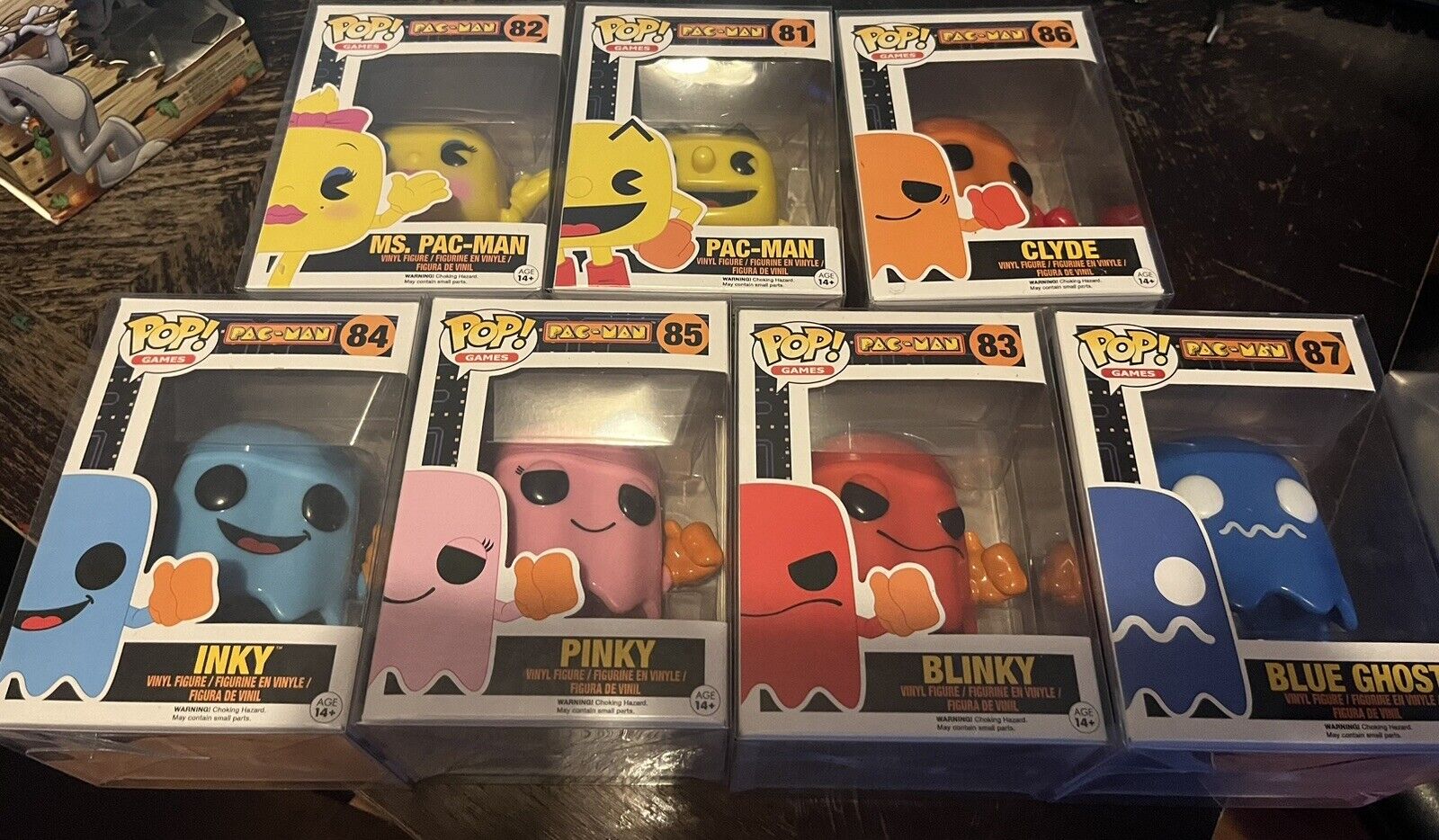 Funko POP PAC-MAN - Entire 2016 Set (Pac-Man 81, 82, 83, 84, 85, 86, 87)