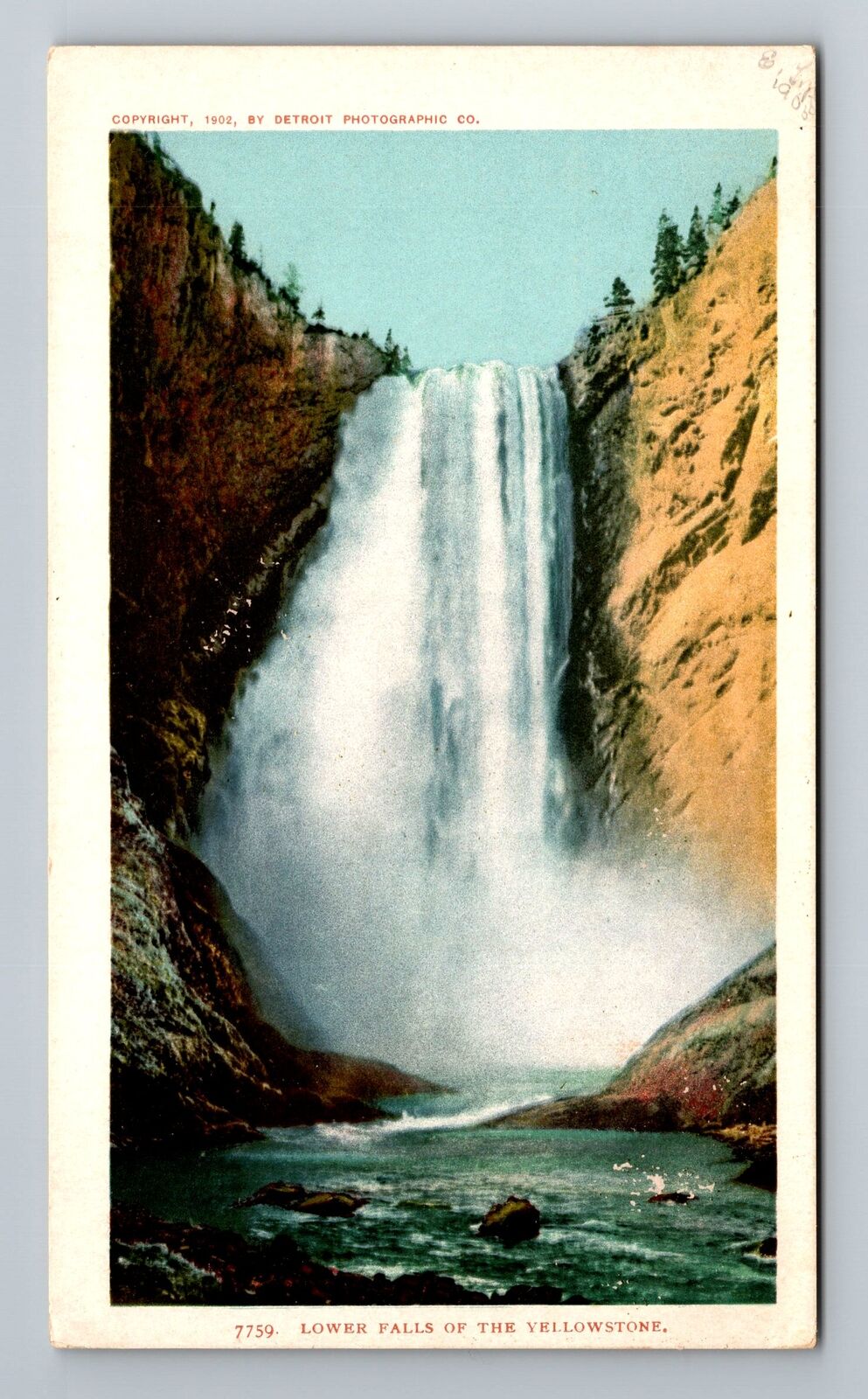 Yellowstone WY-Wyoming, Lower Falls, Scenic View, Vintage Postcard