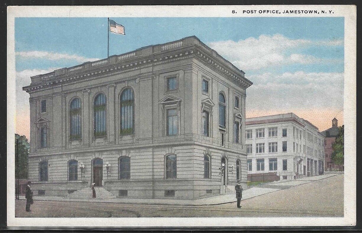 U.S. Post Office, Jamestown, New York, Early Postcard, Unused