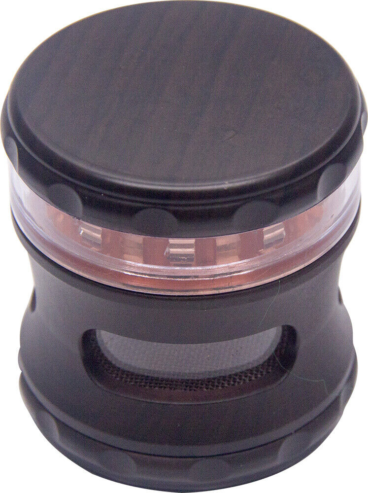 63 mm 4 part Wood Finish Look Grinder Herb Spice Crusher Light Dark Red Wood 216