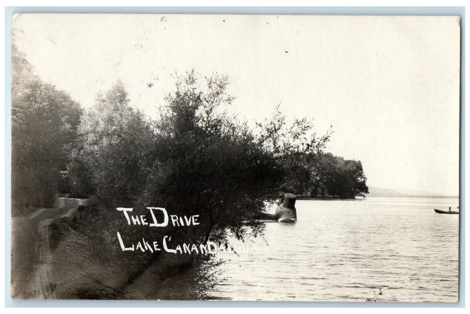 1911 View Of The Drive Lake Canada Naples New York NY RPPC Photo Postcard