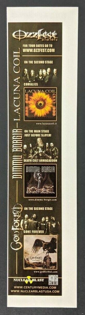 Ozzfest 2004 Print Ad Poster Art PROMO Original Lacuna Coil Dimmu Borgir Concert