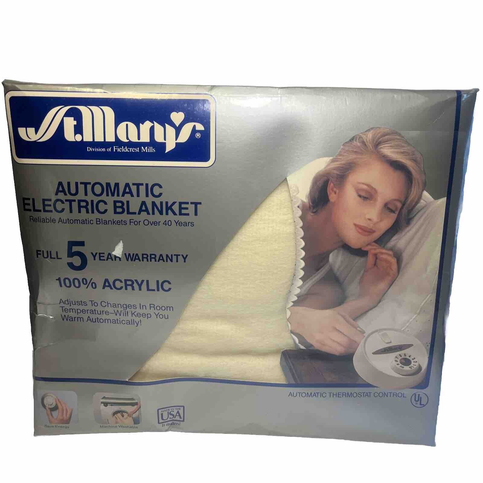 Vintage St. Mary’s FULL NOS Automatic Electric Blanket | 100% acrylic
