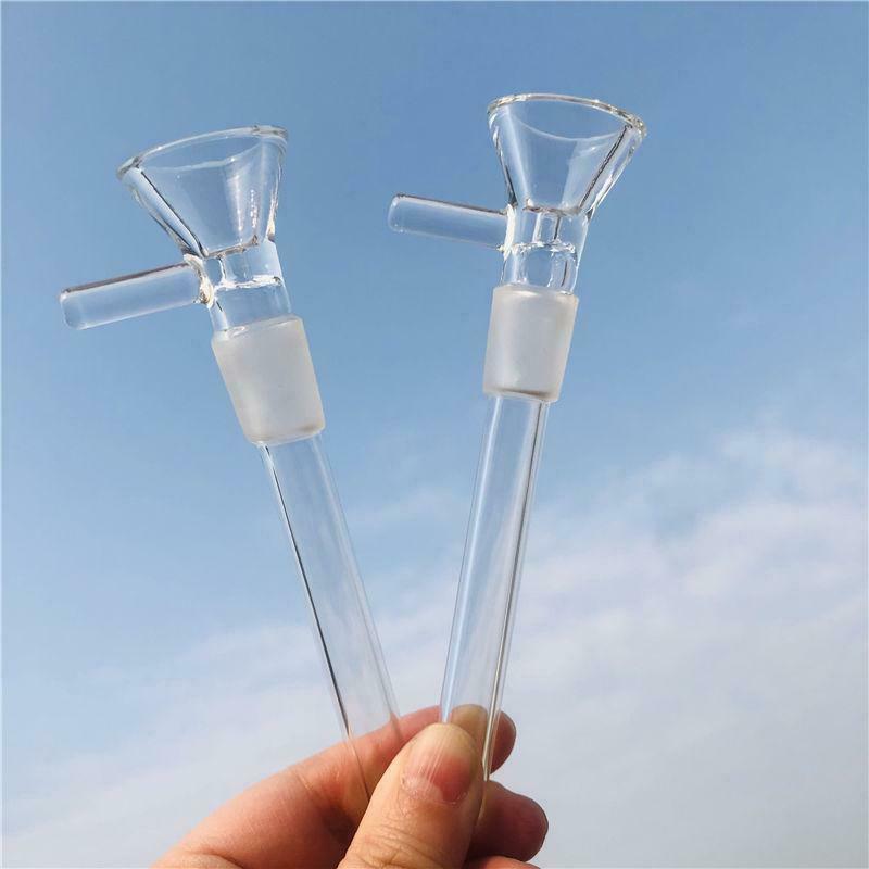 2PCS 4.7inch Clear Heavy Glass 14mm Downstem and Bowl for Glass Bong Water Pipe